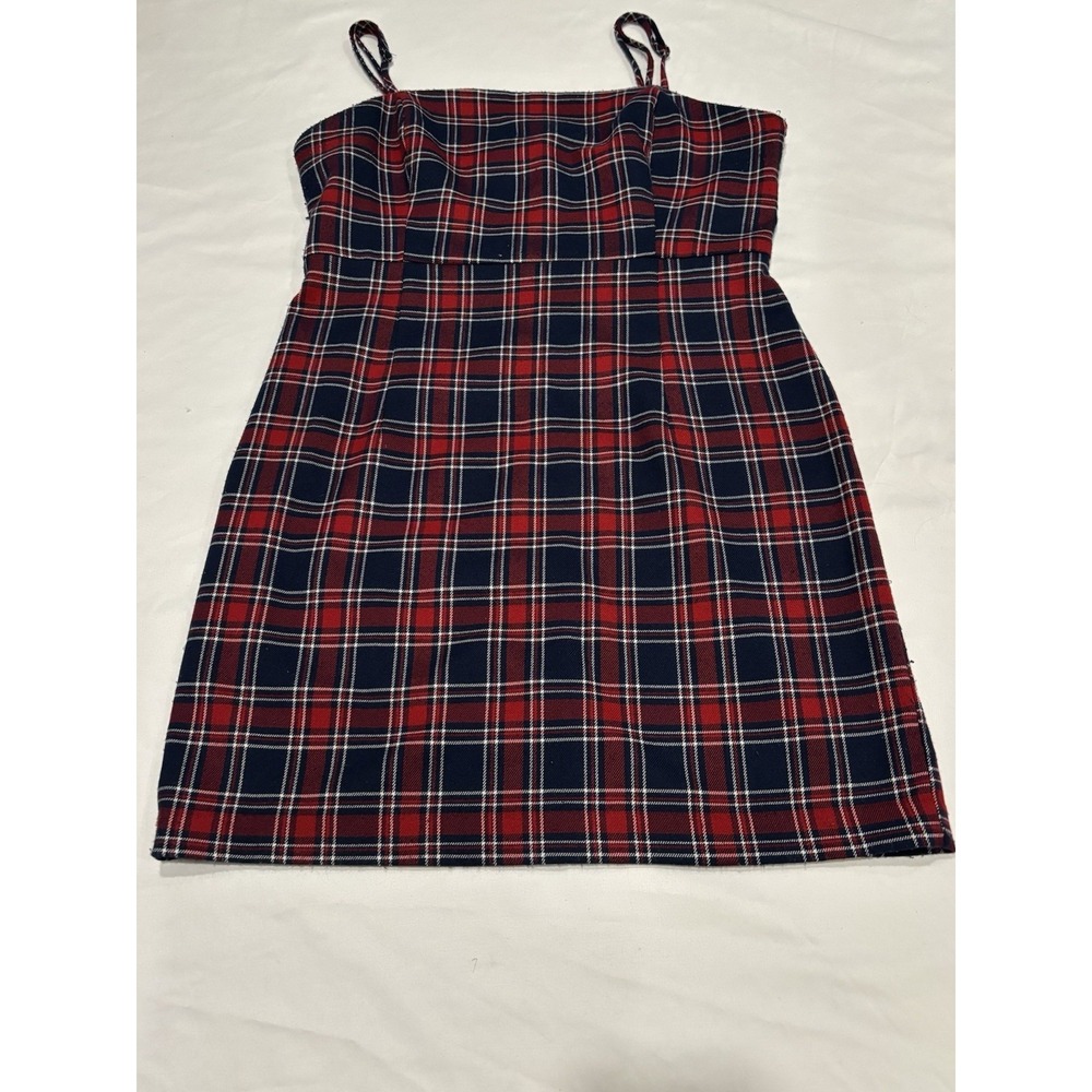 Forever 21 Red Navy Plaid Mini Dress Y2K Preppy School Girl Large
